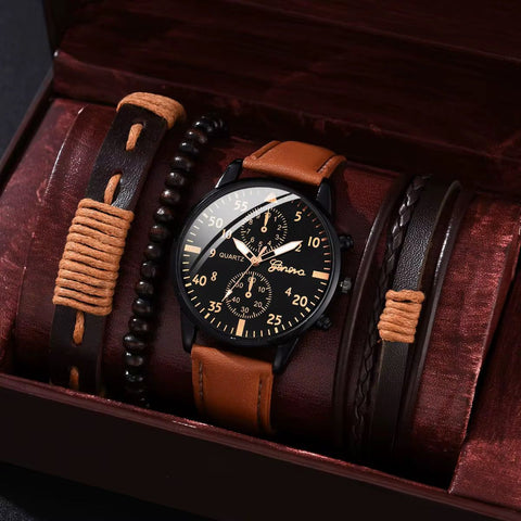 Men’s Luxury Chronograph Watch & 3 FREE Bracelet Gift Set