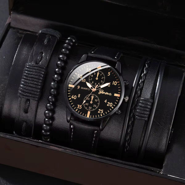 Men’s Luxury Chronograph Watch & 3 FREE Bracelet Gift Set