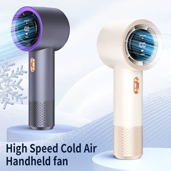 Ultra-Powerful Turbo Handheld Fan – Rechargeable Mini Fan with Digital Display