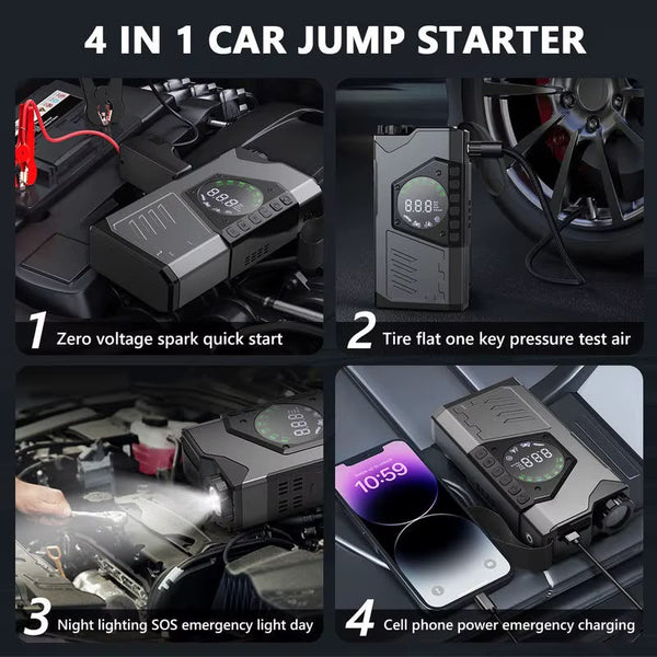 4in1 Newsmy Emergency Jump Starter 12V 10W 10000mAh + Inflator with Flashligh with LED Illumination