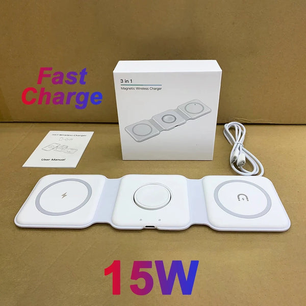 3 in one Wireless Charger Pad For iPhone 12 13 Pro Max Wireless Charger For Apple For Samsung Galaxy Phone Buds Wireless Charger